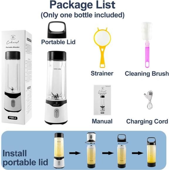 18oz Portable Blender USB Rechargeable with 6 Blades - Picture 6 of 6